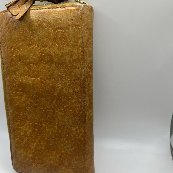 Gucci Brown Guccissima Leather Bamboo Tassel Zip Around Wallet - Picture 5 of 7